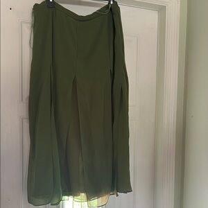 Dana Kay Green A-Line Midi Skirt for Work